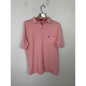 Johnnie O Mens Polo Shirt Large Pink Preppy Golf Old Money Country Club Striped